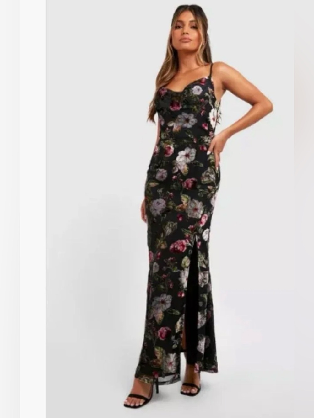 BOOHOO Petite Devore Cowl Front Maxi Dress size 6 NWT